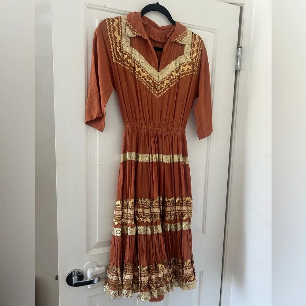 True Vintage Autumnal Swing Dress - Picture 2 of 8